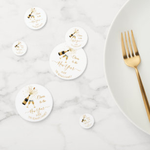 Gold Champagne Cheers New Year Confetti