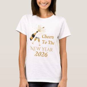 Gold Champagne Cheers New Year T-Shirt