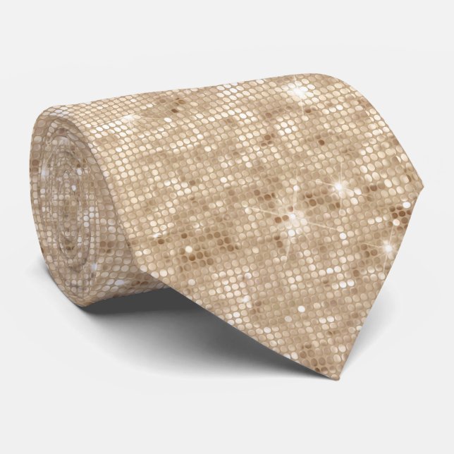 GOLD CHAMPAGNE DISCO MENS TIE (Rolled)
