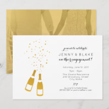 Gold Champagne Engagement Party Invitation