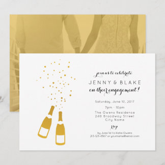 Gold Champagne Engagement Party Invitation