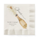 Gold Champagne Engagement Party Paper Napkin