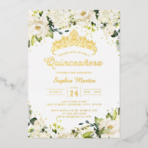 Gold Champagne Floral Quinceanera