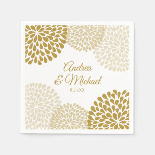Gold & Champagne Floral Wedding Napkins