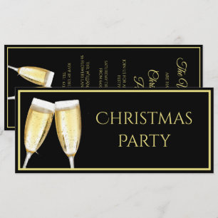 Gold Champagne Flutes Christmas Party Invitation