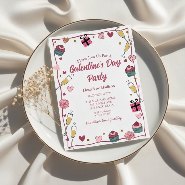 Gold Champagne Galentine's Invitation (Galentines Day Invitation)