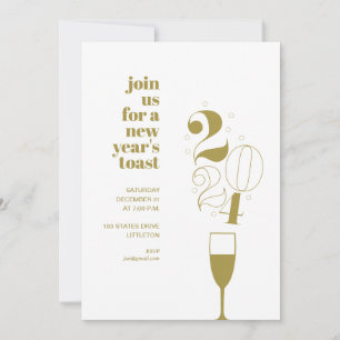 Gold Champagne Glass 2024 New Year's Eve Party Invitation
