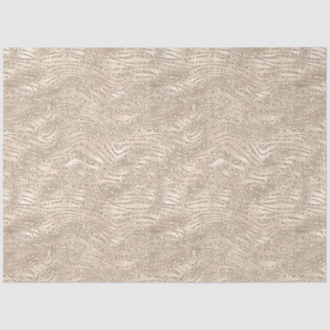 Gold Champagne Glitter Zebra Print glam Tissue Paper (Front)