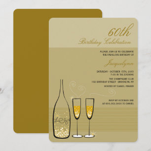Gold Champagne Milestone Birthday Party Invite