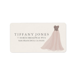 Gold Champagne Shimmer Glitter Dress Address Label