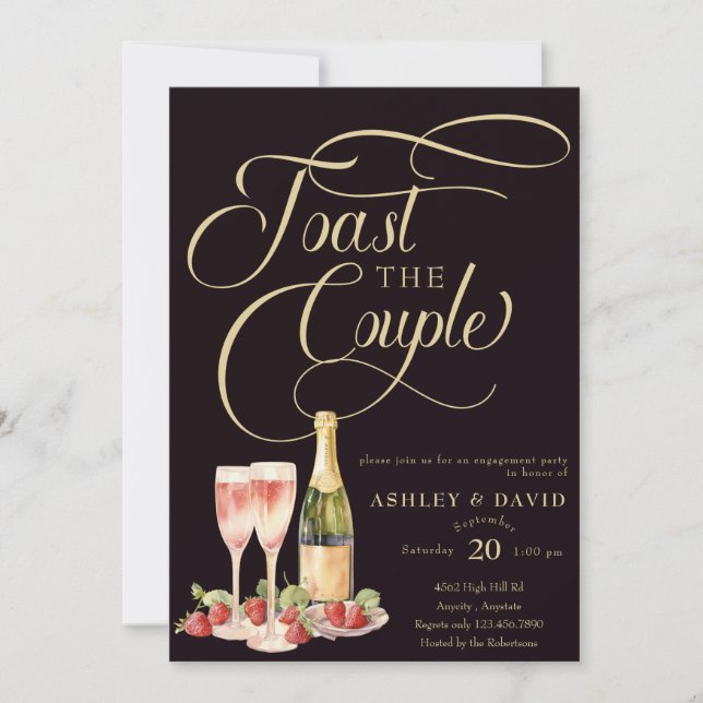 Gold Champagne | Toast | Engagement Party  Invitation (Front)