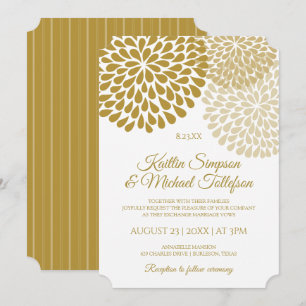 Gold & Champagne Wedding Invitations Floral