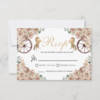 Gold Champagne Western Quinceanera RSVP Card