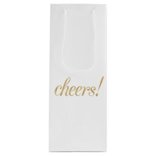 Gold champagne/wine gift bag, cheers, foil font wine gift bag