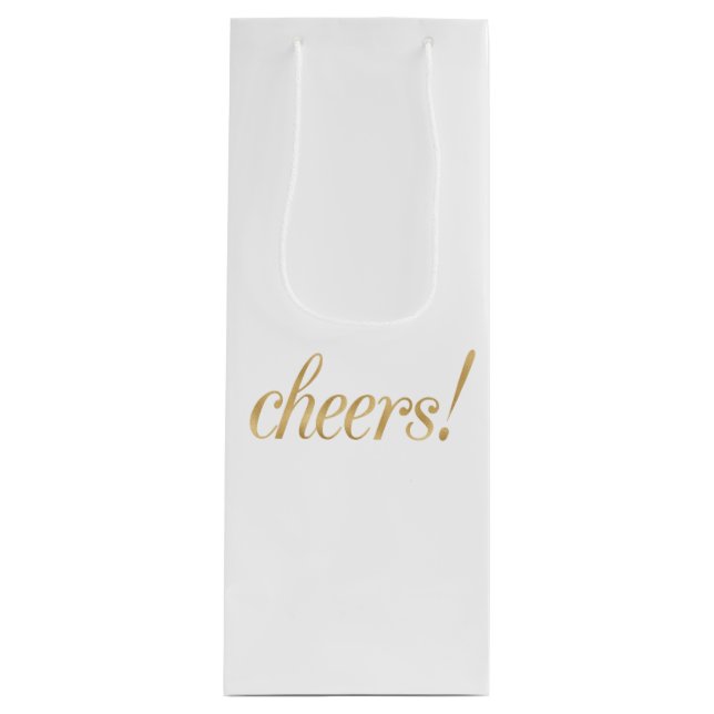 Gold champagne/wine gift bag, cheers, foil font wine gift bag (Front)