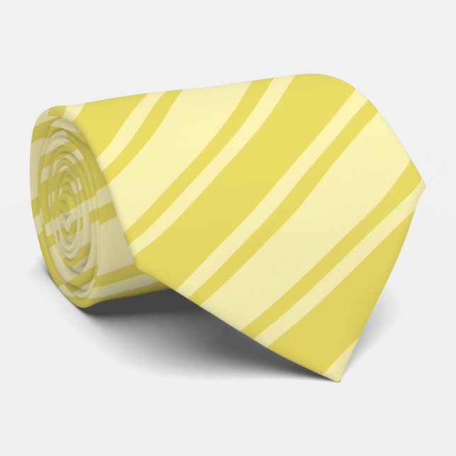 Gold Champagne Yellow Diagonal Stripe Mens Tie (Rolled)