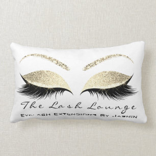 Gold Champaigne Makeup Eyes Lashes White Lumbar Cushion