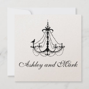 Gold Chandelier Bird Wedding Invitations