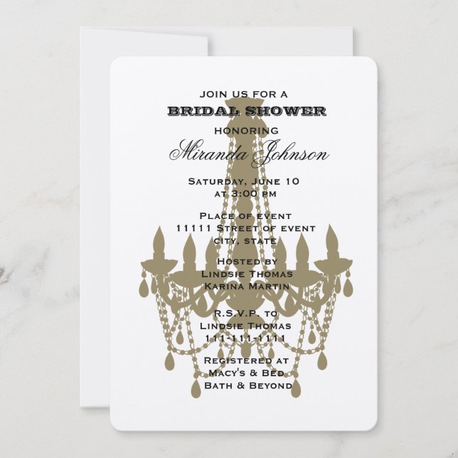 Gold Chandelier Bridal Shower Invitation (Front)