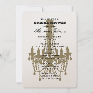 Gold Chandelier Bridal Shower Invitation