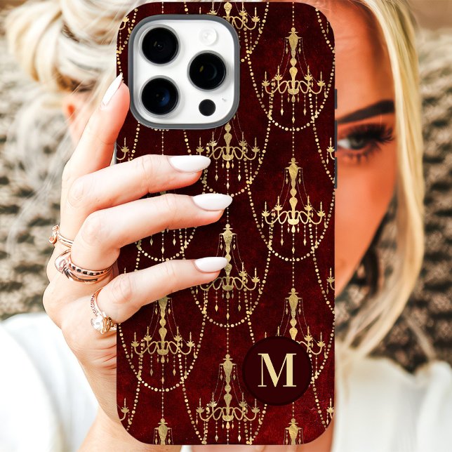 Gold Chandelier Red Monogram Case-Mate iPhone Case (Creator Uploaded)