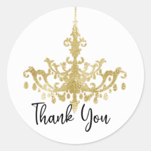 Gold Chandelier Thank You Classic Round Sticker