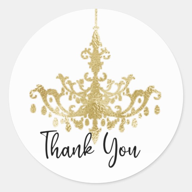 Gold Chandelier Thank You Classic Round Sticker (Front)