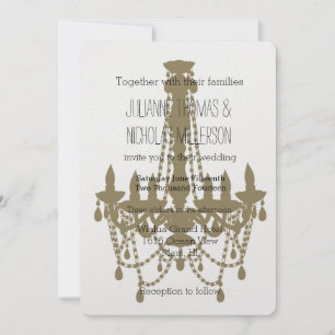 Gold Chandelier Wedding Invitation