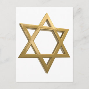 gold chanukkah star of david holiday postcard