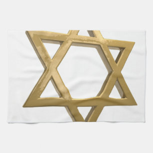 gold chanukkah star of david tea towel