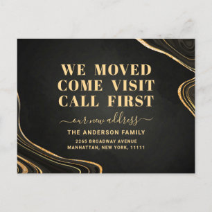 Gold Charcoal New Address Moving Announcement Postcard