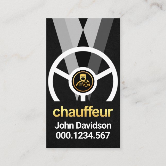 Gold Chauffeur Driver Service Business Card (Front)
