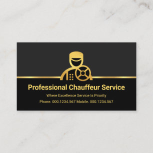 Gold Chauffeur On Grey Black Layers Business Card