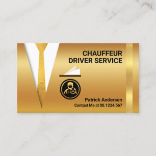 Gold Chauffeur Suit Driving Business Card
