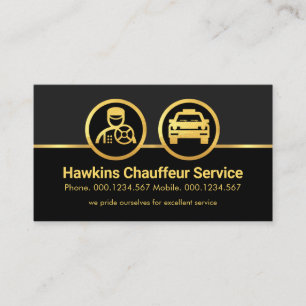 Gold Chauffeur Taxi Car Border Business Card