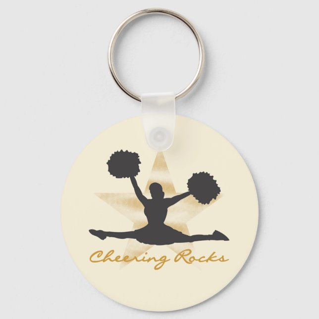 Gold Cheering Rocks T-shirts and Gifts Key Ring (Front)