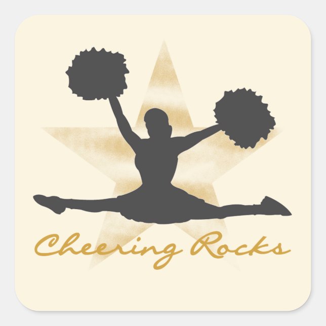 Gold Cheering Rocks T-shirts and Gifts Square Sticker (Front)