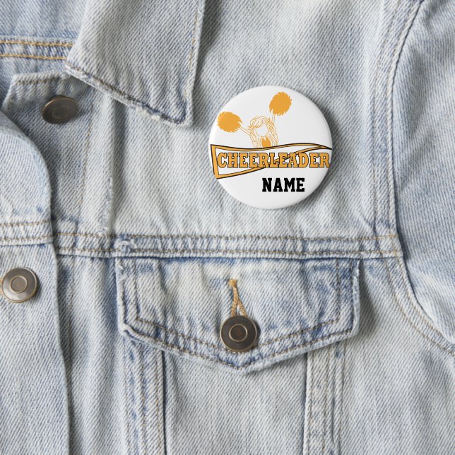 Gold Cheerleader Girl | Personalise 6 Cm Round Badge (In Situ)