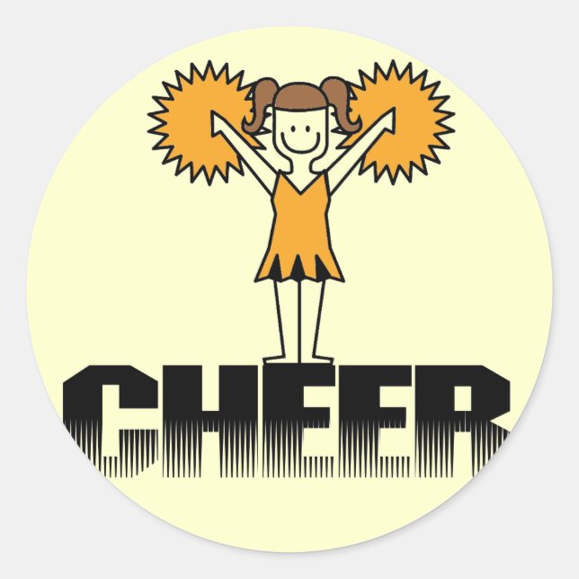 Gold Cheerleading T-shirts and Gifts Classic Round Sticker (Front)