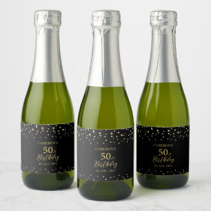 Gold Cheers 50 years, 50th Birthday Party Sparkling Wine Label