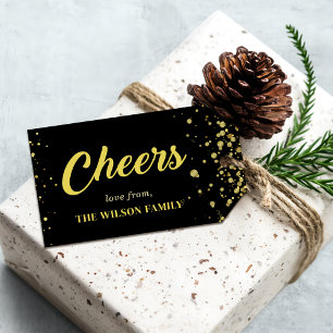 Gold Cheers New Year Family Holiday Gift Tags
