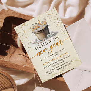 Gold Cheers New Years Eve Party Invitation