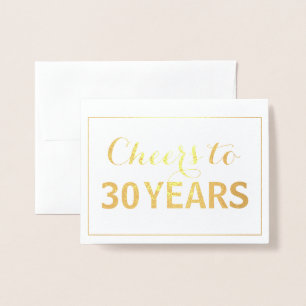 Gold Cheers to 30 Years Birthday Foil Card