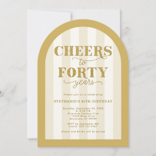 Gold Cheers to 40 Years 40th Birthday Invitation