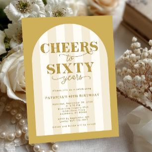 Gold Cheers to 60 Years 60th Birthday Invitation