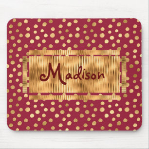 Gold Cheetah Burgundy Chic Elegant Stylish Trendy Mouse Mat