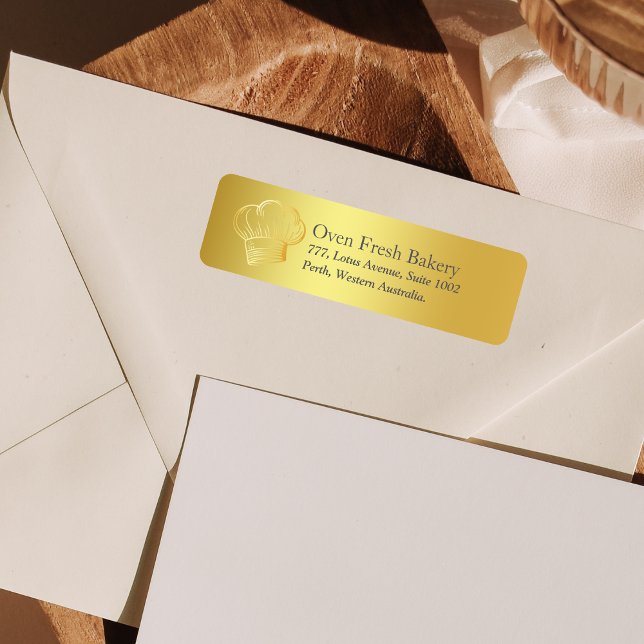 Gold Chef Hat Bakery Return Address Label (Creator Uploaded)