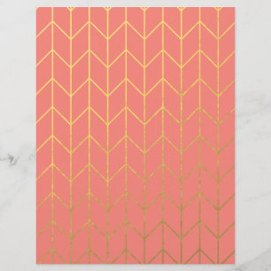 Gold Chevron Coral Pink Background Modern Chic Flyer