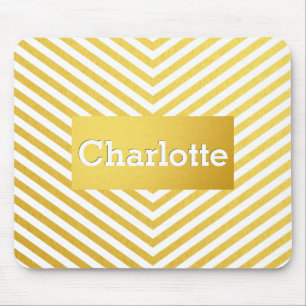 Gold chevron custom monogram mouse mat