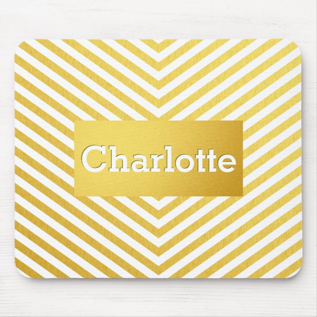 Gold chevron custom monogram mouse mat (Front)